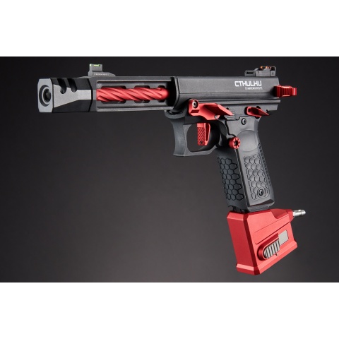 Custom Lancer Tactical RED RACER - Tandemkross CTHULHU Gas Blow Back Pistol - (Red/Black)
