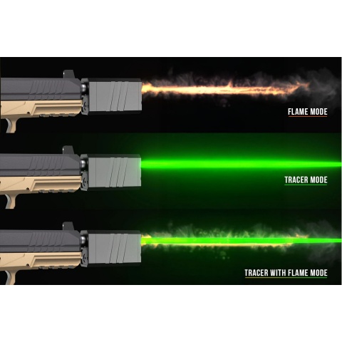 Eshooter Flare Cube Mono Compact Tracer Unit w/ RGB LED Flame Effects and Shake-to-Wake Sensor - (Black)