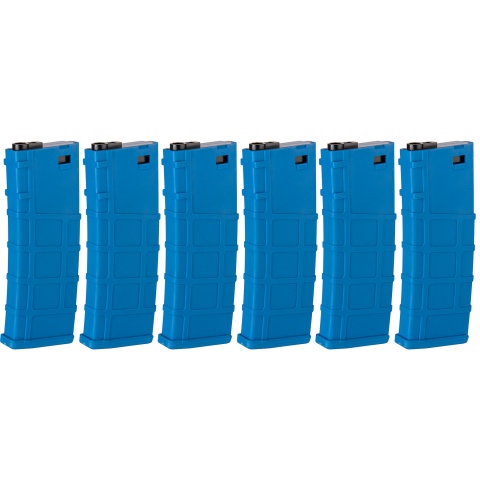 Lonex Pack of 6 200rd Mid Capacity M4/M16 Polymer Airsoft Magazine - Blue