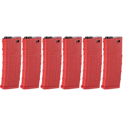 Lonex 6 Pack 200rd Mid Capacity M4/M16 Polymer Airsoft Magazine - Red