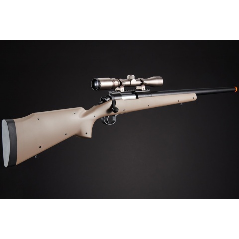 Golden Ball Bolt Action Spring Powered Sniper Rifle w/ Metal Scope - (Tan)