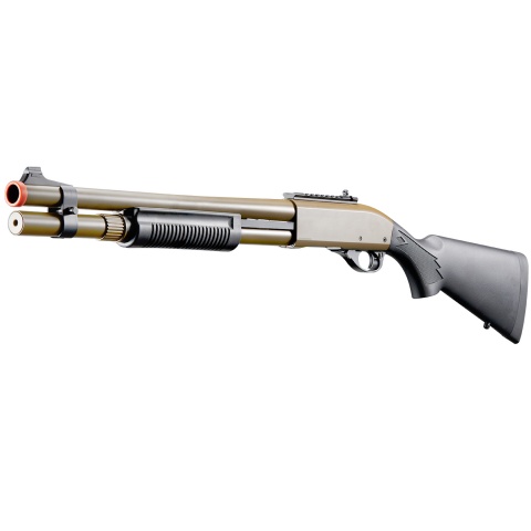 Golden Eagle M870 3/6-Shot Pump Action CO2 Airsoft Shotgun w/ Mock Shell Tube & Ghost Ring Iron Sights