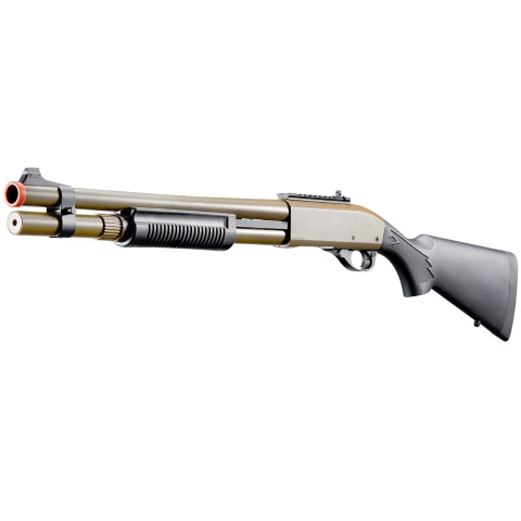 Golden Eagle M870 3/6-Shot Pump Action Gas Airsoft Shotgun w/ Mock Shell Tube & Ghost Ring Iron Sights