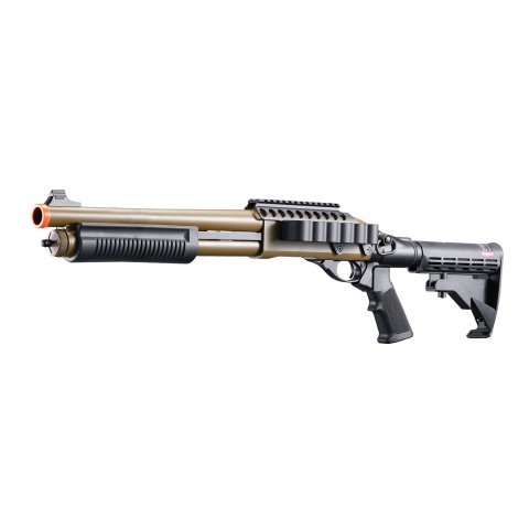 Golden Eagle M8873 3/6-Shot Pump Action CO2 Airsoft Shotgun w/ Optic Rail & M4 Crane Stock