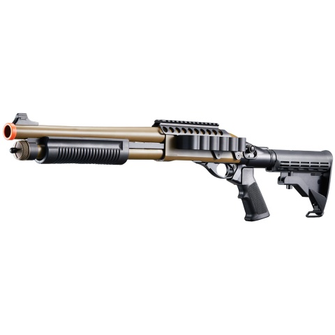 Golden Eagle M8873 3/6-Shot Pump Action Gas Airsoft Shotgun w/ Optic Rail & M4 Crane Stock