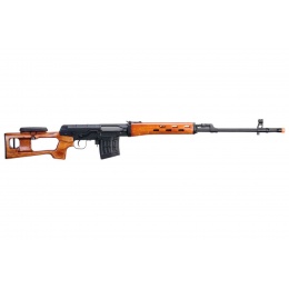 A&K SVD Dragunov Electric Airsoft Sniper Rifle w/ Real Wood Furniture & Fixed Sportsman Stock (Color: Black / Wood)