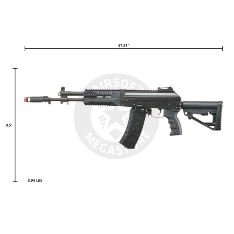 LCT AK LCK-12 Stamped Steel Airsoft AEG w/ Side-Folding Stock Tube & GATE ASTER V2 SE Expert - (Black)
