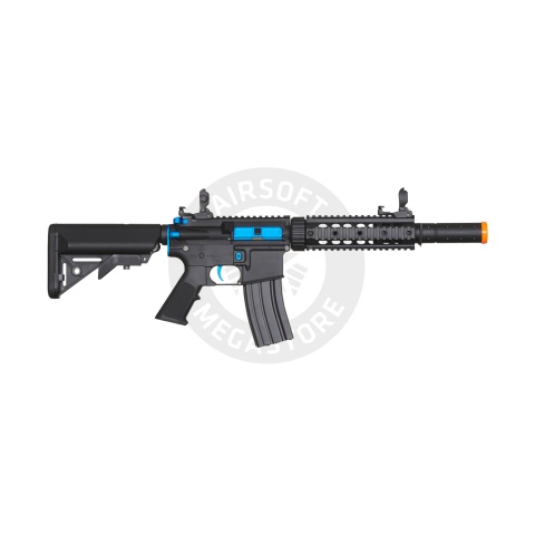 Lancer Tactical Gen 2 M4 SD Carbine Airsoft AEG Rifle with Mock Suppressor (Black / Blue)(No Battery and Charger)