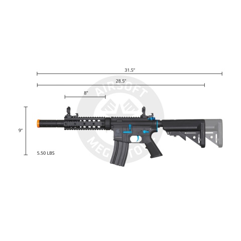 Lancer Tactical Gen 2 M4 SD Carbine Airsoft AEG Rifle with Mock Suppressor (Black / Blue)(No Battery and Charger)