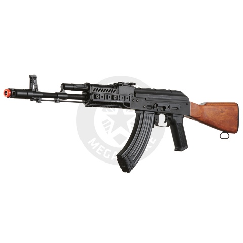 Lancer Tactical AK-Series AK-74M AEG Airsoft Rifle w/ Flash Hider ACW-272 Gas Tube Cover, ACW-273 Handguard, Wood Stock & SG-11B Mag - (Black)