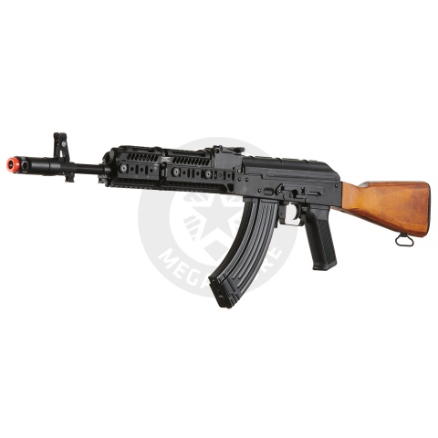 Lancer Tactical AK-Series AK-74M AEG Airsoft Rifle w/ Flash Hider, ACW-278 Gas Tube Cover, ACW-279 Handguard, Wood Stock & SG-11B Mag - (Black)
