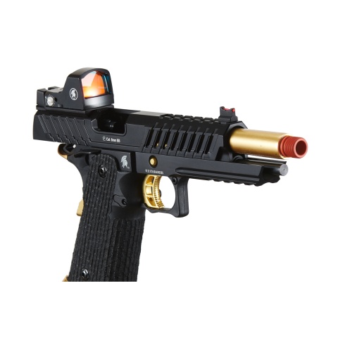 Lancer Tactical Knightshade Hi-Capa Gas Blowback Airsoft Pistol w/ Micro Red Dot Sight (Color: Black & Gold)