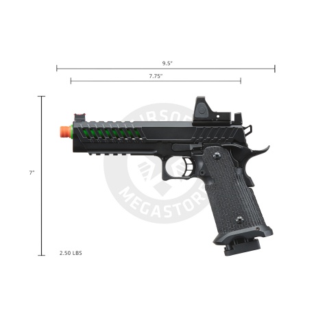 Lancer Tactical Knightshade Hi-Capa Gas Blowback Airsoft Pistol w/ Reflex Red Dot Sight - (Green)