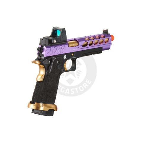 Lancer Tactical Stryk Hi-Capa 5.1 Gas Blowback Airsoft Pistol w/ Reflex Red Dot Sight - (Purple & Gold)