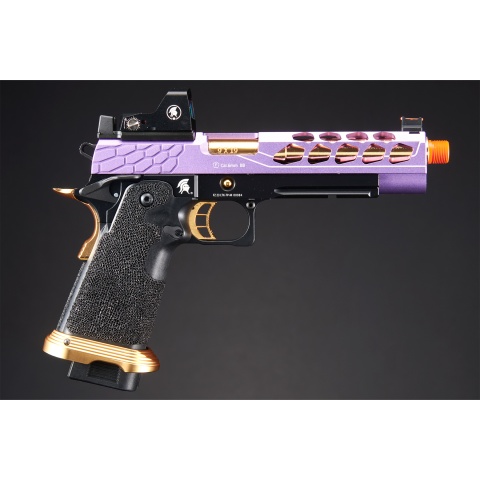 Lancer Tactical Stryk Hi-Capa 5.1 Gas Blowback Airsoft Pistol w/ Micro Red Dot Sight - (Purple & Gold)