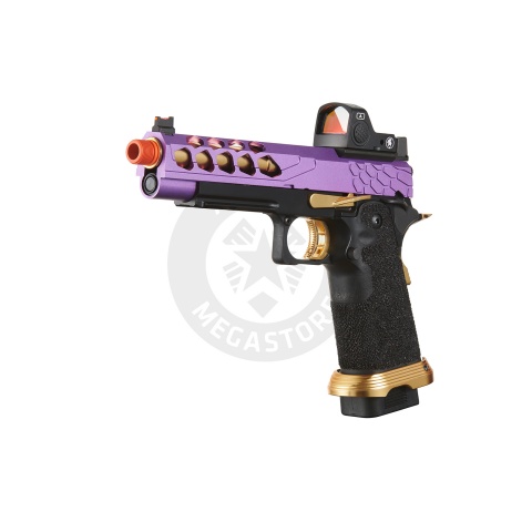 Lancer Tactical Stryk Hi-Capa 5.1 Gas Blowback Airsoft Pistol w/ Red Dot Sight - (Purple & Gold)