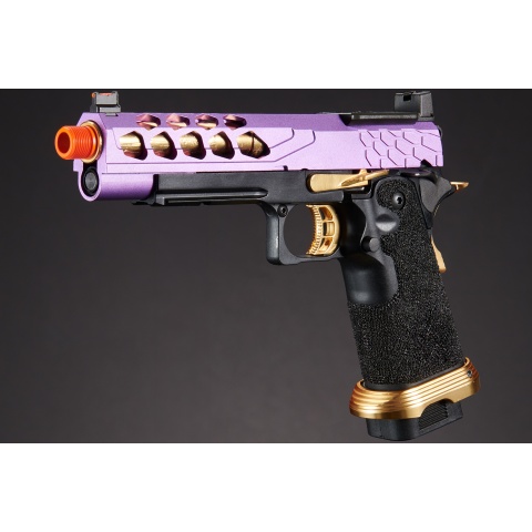 Lancer Tactical Stryk Hi-Capa 5.1 Gas Blowback Airsoft Pistol w/ Red Dot Sight - (Purple & Gold)