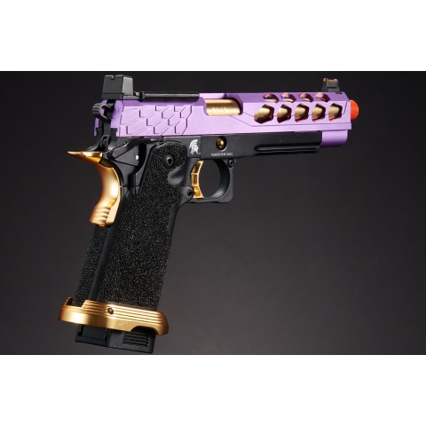 Lancer Tactical Stryk Hi-Capa 5.1 Gas Blowback Airsoft Pistol w/ Red Dot Sight - (Purple & Gold)