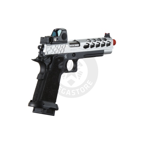 Lancer Tactical Stryk Hi-Capa 5.1 Gas Blowback Airsoft Pistol w/ Red Dot Sight - (Black & Silver)