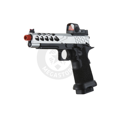 Lancer Tactical Stryk Hi-Capa 5.1 Gas Blowback Airsoft Pistol w/ Red Dot Sight - (Black & Silver)