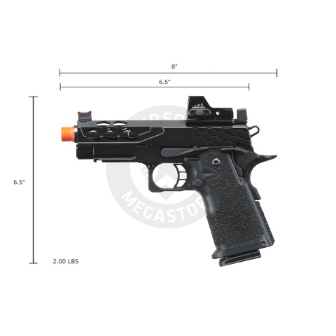 Lancer Tactical Stryk Hi-Capa 4.3 Gas Blowback Airsoft Pistol w/ Red Dot Sight (Black)