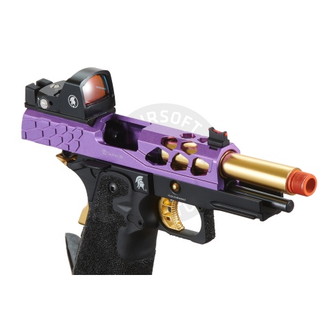 Lancer Tactical Stryk Hi-Capa 4.3 Gas Blowback Airsoft Pistol w/ Micro Red Dot Sight (Black, Purple, & Gold)