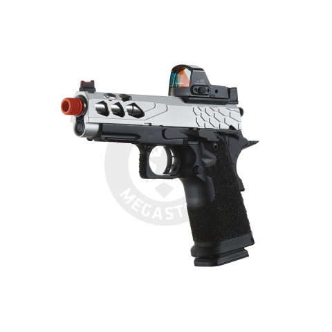 Lancer Tactical Stryk Hi-Capa 4.3 Gas Blowback Airsoft Pistol w/ Micro Red Dot Sight (Black & Silver)