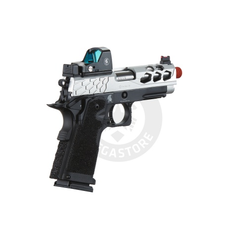 Lancer Tactical Stryk Hi-Capa 4.3 Gas Blowback Airsoft Pistol w/ Micro Red Dot Sight (Black & Silver)
