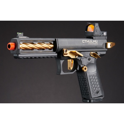Lancer Tactical x Tandemkross CTHULHU Gas Blow Back Pistol w/ Red Dot Reflex Sight - (Black / Gold)