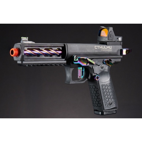 Lancer Tactical x Tandemkross CTHULHU Gas Blow Back Pistol w/ Red Dot Reflex Sight - (Black/Titanium)