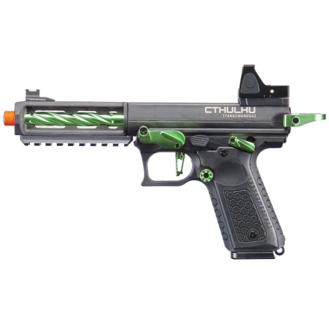 Lancer Tactical x Tandemkross CTHULHU Gas Blow Back Pistol w/ Red Dot Reflex Sight - (Black/Green)