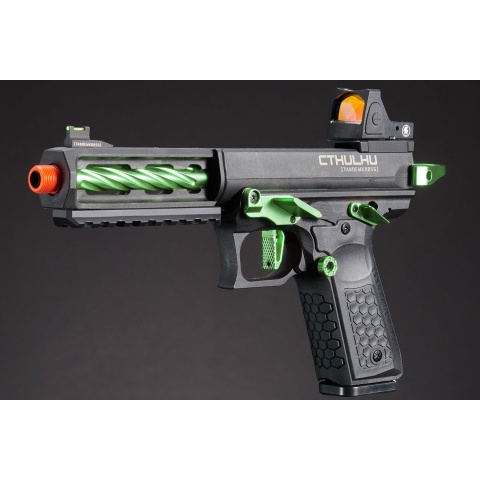 Lancer Tactical x Tandemkross CTHULHU Gas Blow Back Pistol w/ Red Dot Reflex Sight - (Black/Green)
