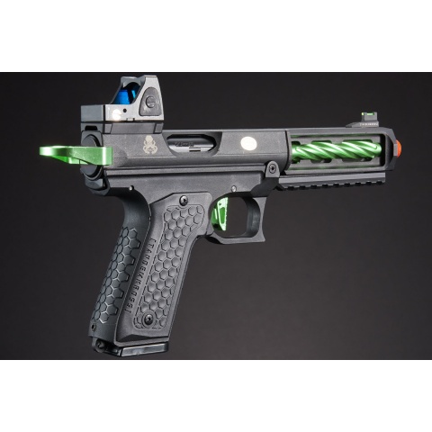 Lancer Tactical x Tandemkross CTHULHU Gas Blow Back Pistol w/ Red Dot Reflex Sight - (Black/Green)