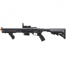 UK Arms Spring M0681D Spring Powered Pump Action Shotgun w/ Red Dot Sight, Flashlight, and Stock (Color: Black)