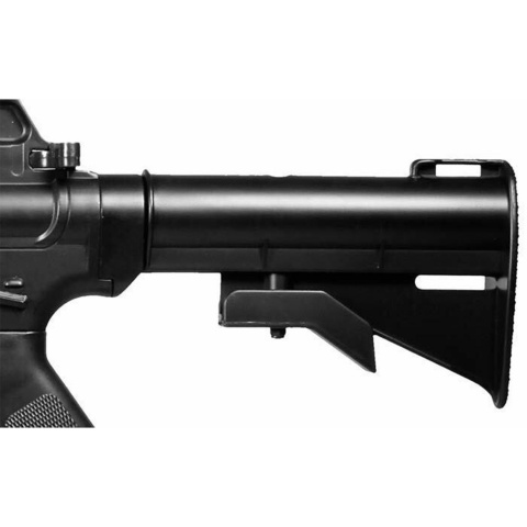Well M16A4 Style M4 RIS Spring Airsoft Rifle w/ Flashlight, Laser, Vertical Foregrip & Retractable Stock - (Black)