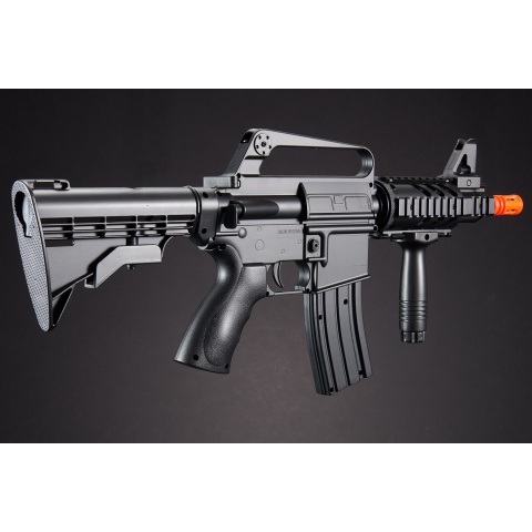 Well Fire M16A5 CQB Spring Airsoft Rifle w/ Laser, Foregrip (Color: Black)