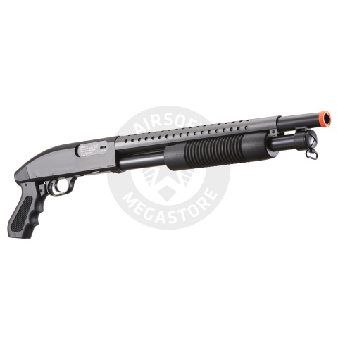 Double Eagle Airsoft Shotgun Metal with Tactical Pistol Grip - BLACK