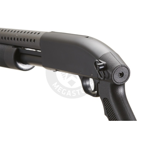 Double Eagle Airsoft Shotgun Metal with Tactical Pistol Grip - BLACK