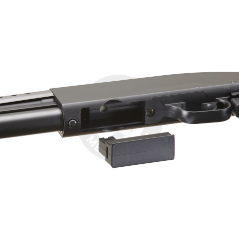 Double Eagle Airsoft Shotgun Metal with Tactical Pistol Grip - BLACK