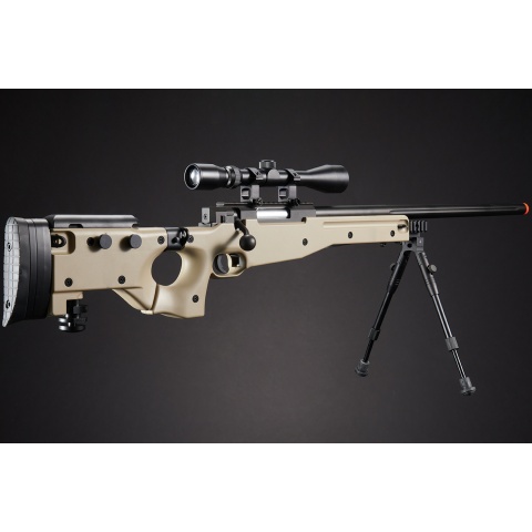 WellFire L96 AWP Bolt Action Rifle w/ Folding Stock, Scope & Bipod - TAN