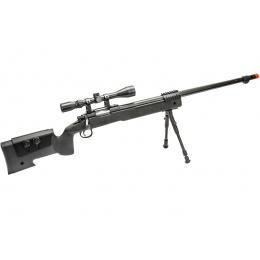 WellFire M40A5 Bolt Action Airsoft Sniper Rifle w/ Scope and Bipod (Color: Black)
