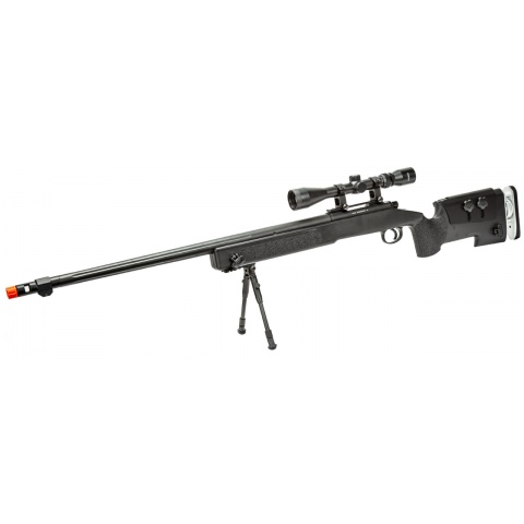 WellFire MB17BAB Bolt Action Airsoft Sniper Rifle w/ Scope and Bipod (Color: Black)