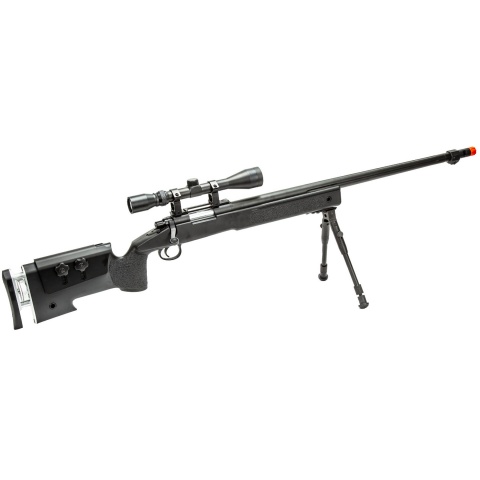 WellFire MB17BAB Bolt Action Airsoft Sniper Rifle w/ Scope and Bipod (Color: Black)
