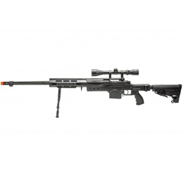 WellFire MB4412BAB Bolt Action Airsoft Sniper Rifle w/ Scope and Bipod (Color: Black)
