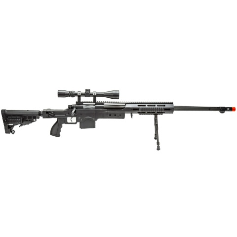 WellFire MB4412BAB Bolt Action Airsoft Sniper Rifle w/ Scope and Bipod (Color: Black)