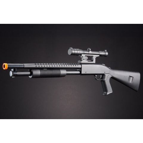 UK Arms P799A Pump Action Airsoft Spring Shotgun w/ Laser & Scope (Color: Black)