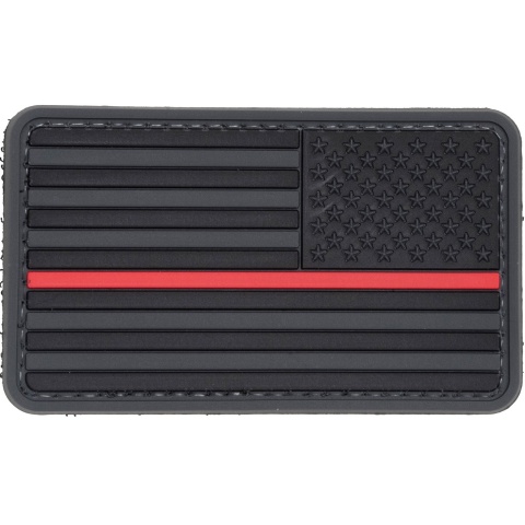 US Flag Reverse PVC Patch w/ Red Stripe (Color: Black and Dark Gray)