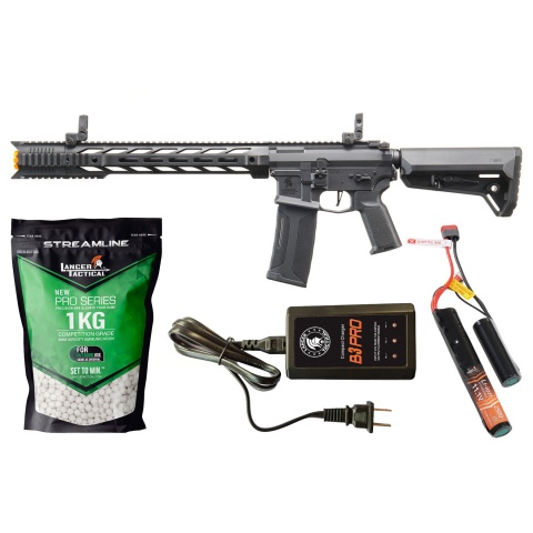 Lancer Tactical Gen 3 M4 SPR Interceptor AEG w/ Ambidextrous NSR Receiver & NSR Stock - (Black) - Gen 3 Starter Bundle
