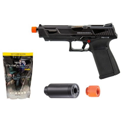 G&G GTP9-MS Metal Slide Gas Blowback Airsoft Pistol - (Black) - Tracer/BB Bundle