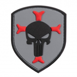Knights Templar Crusaders Cross w/ Punisher PVC Patch (Color: Gray)
